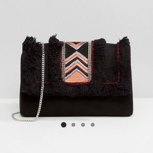 Black embroidered clutch